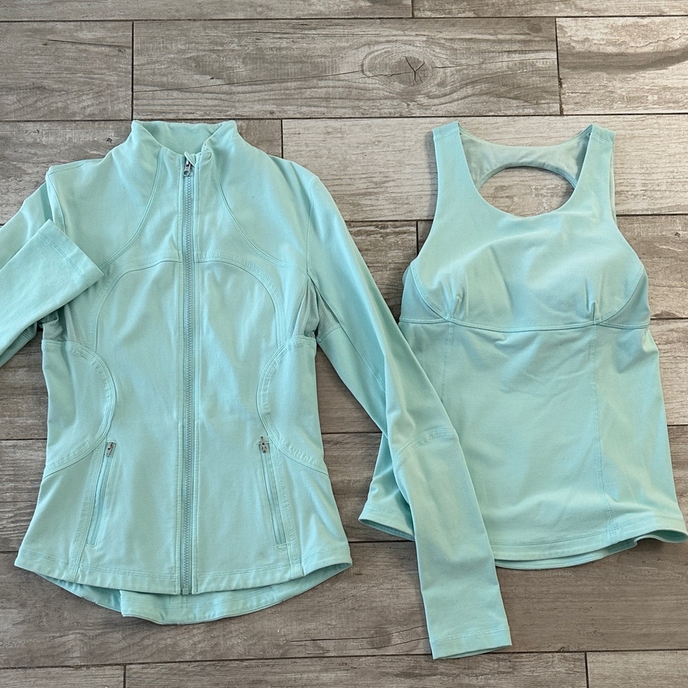 lululemon athletica Light Aqua Zip Jacket & Tank Set